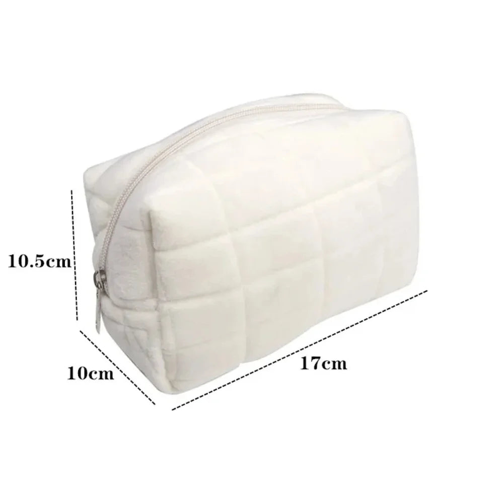 Large Faux Fur Cosmetic Bag – Travel Makeup Organizer Pouch