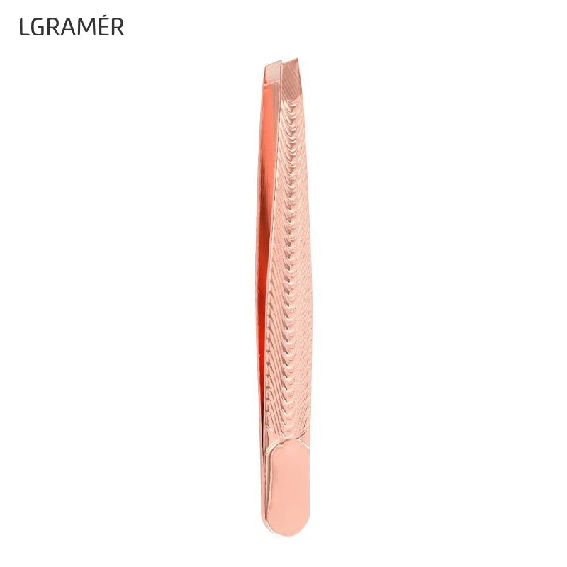 Stainless Fish Slant Black Coated Eyebrow Tweezers - Professional Hair Removal for Women, Ingrown Hair, Splinter, Daily Beauty Peaceful Pleasures Health and Wellness Rosegold-1pcs