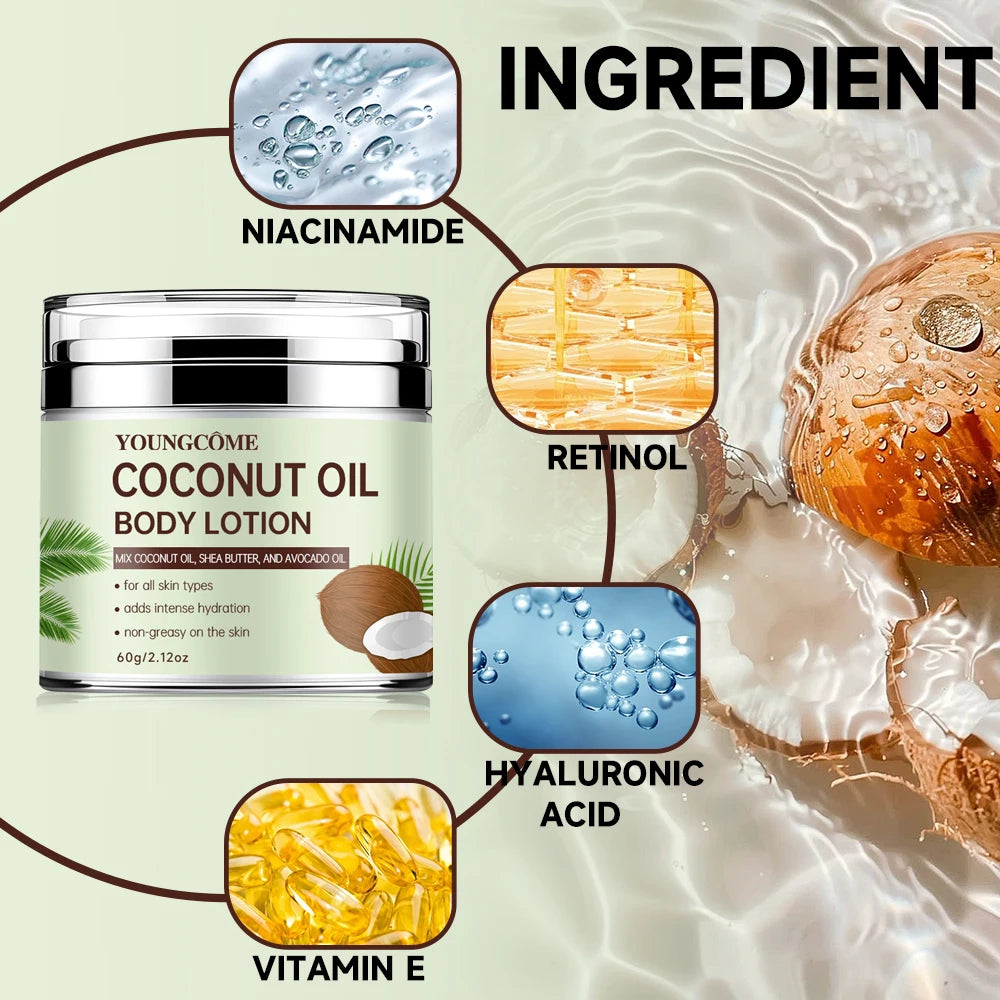 YOUNGCOME Coconut Oil Body Lotion with Cocoa Butter & Avocado Oil - Deep Hydrating Non-Greasy Moisturizer for All Skin Peaceful Pleasures Health and Wellness