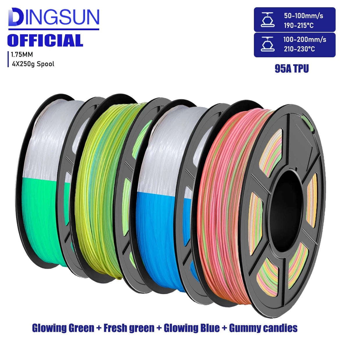 Color Changing Rainbow TPU Filament 95A – Flexible 3D Printing