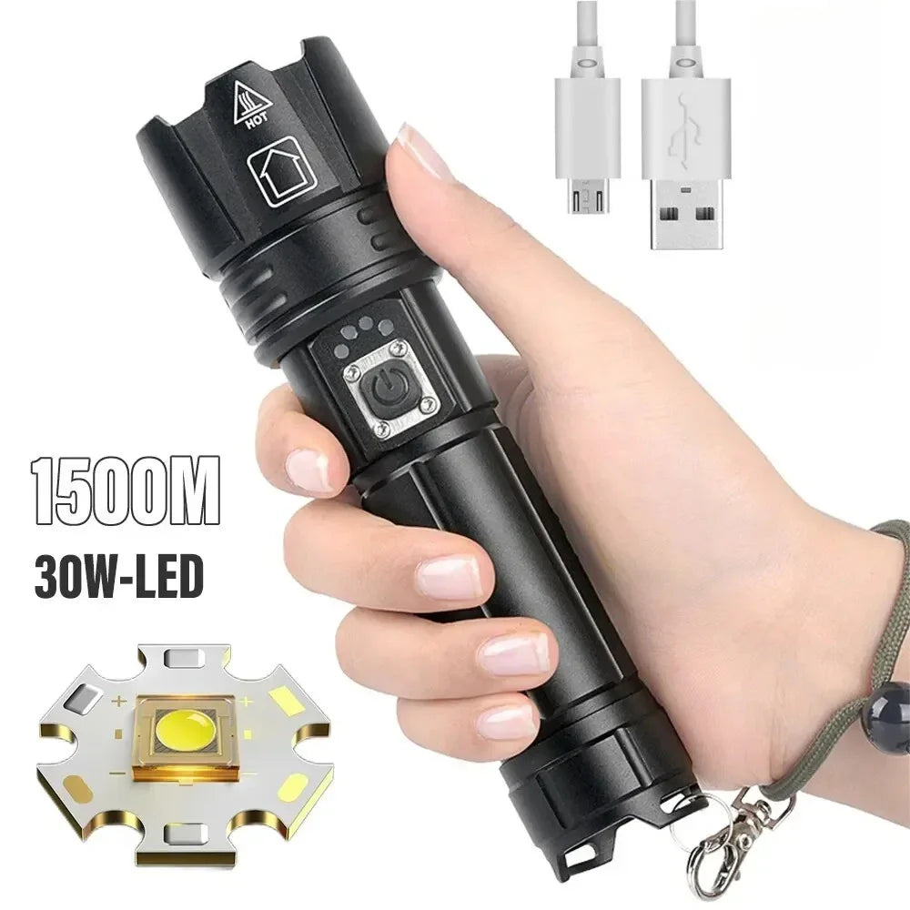 ESMARTER 30W LED Rechargeable Tactical Flashlight | 1500m Beam