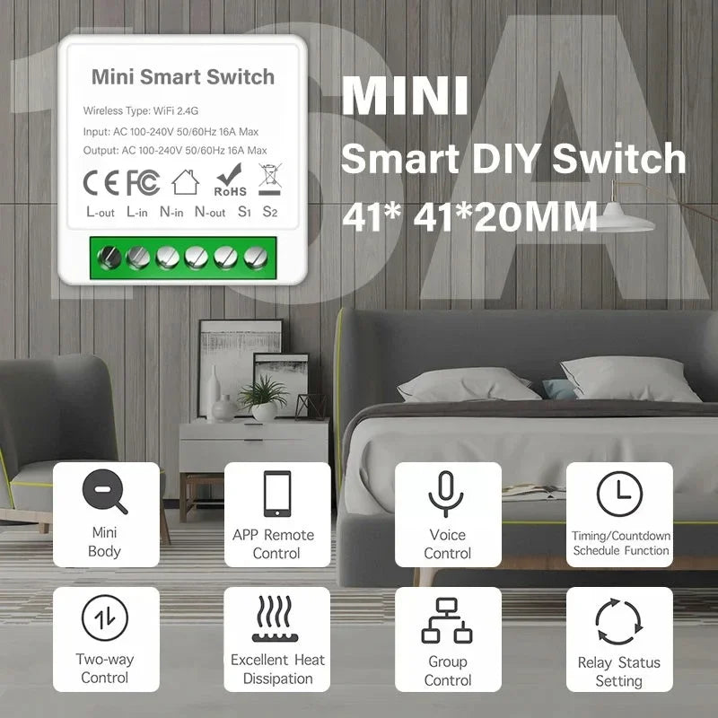 Smart WiFi/Zigbee 16A–20A Switch Module | Tuya & Alexa