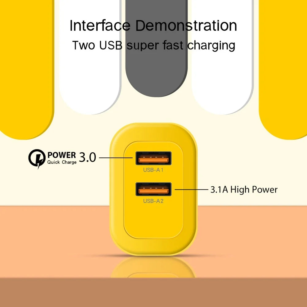40W Dual USB Fast Charger QC 3.0 3.1A High Power Quick Charge Adapter for iPhone Samsung Xiaomi Huawei Global Universal EU/US Peaceful Pleasures Health and Wellness