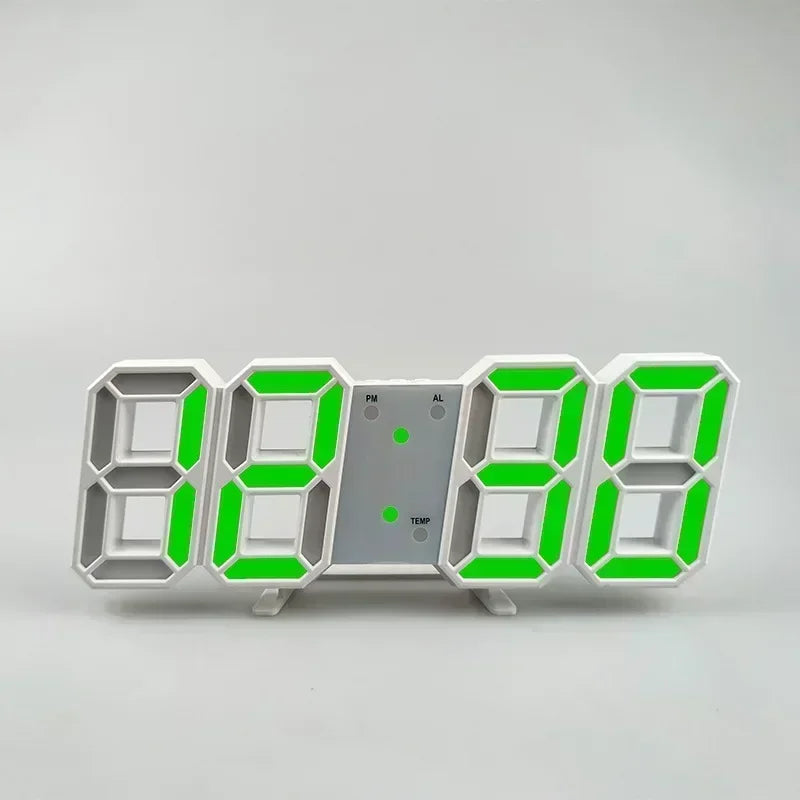 LED Digital Alarm Clock – Wall & Desk Display | Calendar LED Alarm Clock Peaceful Pleasures Health and Wellness whtie green