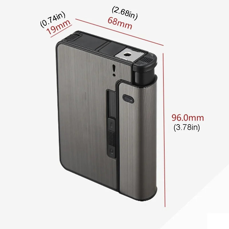Portable Automatic Cigarette Case Metal Cigarette Holder Box for 10pcs King Size Cigarette Lighter Not Included Gift for Men Dad Peaceful Pleasures Health and Wellness