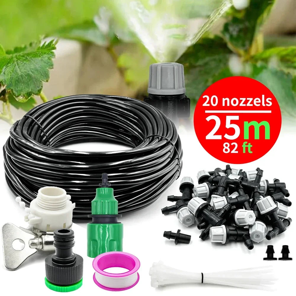 The Ultimate Outdoor Misting & Plant Watering Kit Quick Cooling Mist Sprayer Nozzle Set Peaceful Pleasures Health and Wellness