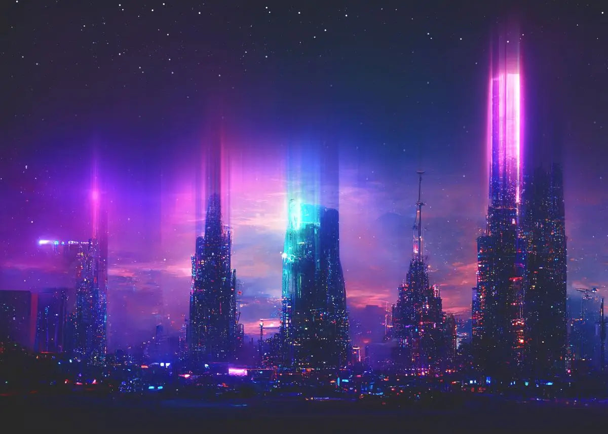 Cyberpunk Neon City Poster Fantasy Collection Wall Art for Passionate Decor Enthusiasts Peaceful Pleasures Health and Wellness P11 55x75cm