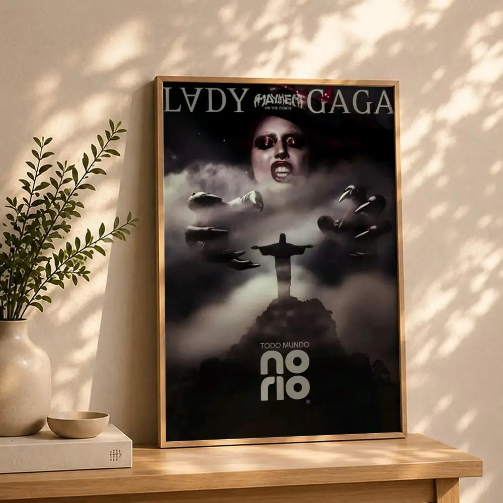Singer L-Lady GagaS Poster HD Self Adhesive Waterproof Wall Art Ideal for Home Office Dorm Bedroom Great Gift Peaceful Pleasures Health and Wellness White3 40X50cmNoframe