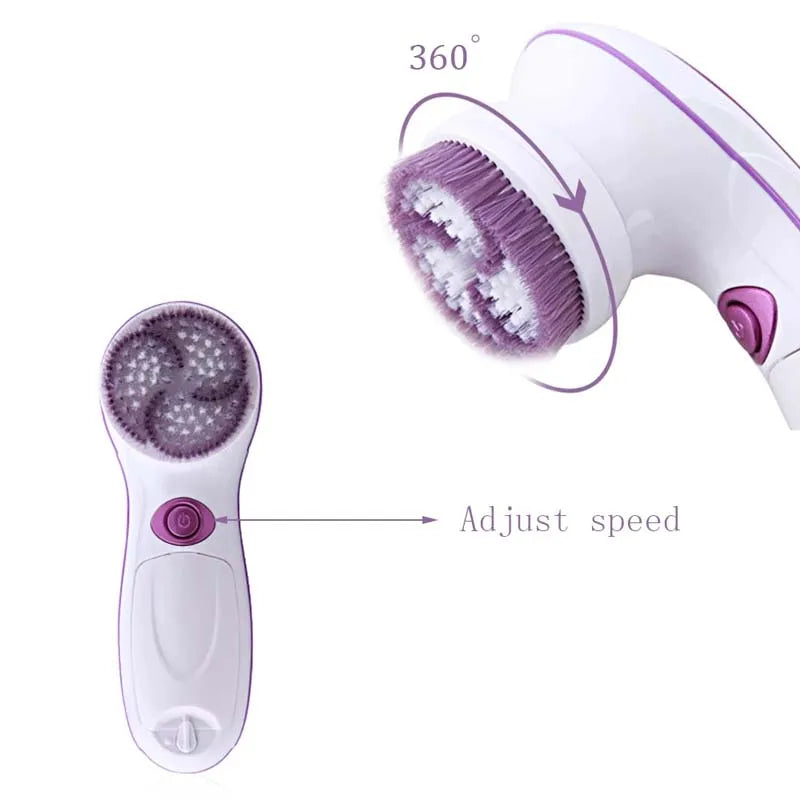 Electronic silicone facial massage, pore cleaning, exfoliation and cleansing facial brush, electric facial cleanser set Peaceful Pleasures Health and Wellness