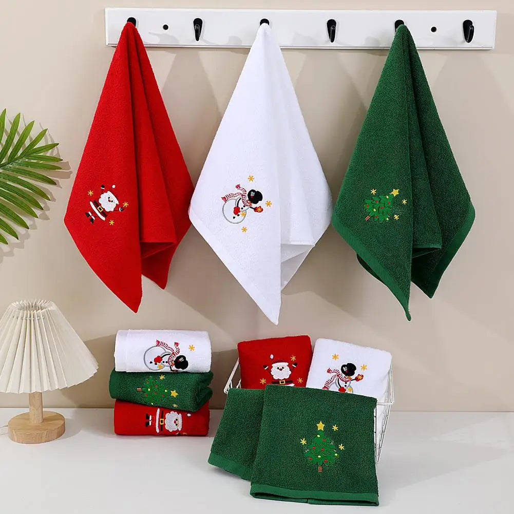 Christmas Embroidered Cotton Towels – Kitchen & Bathroom