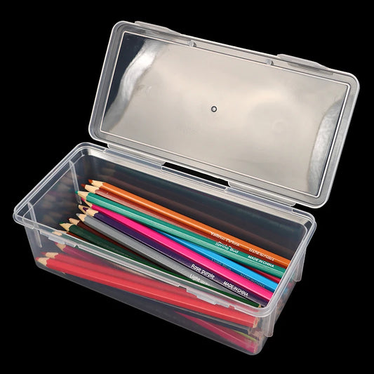 1 Storage Box Transparent PP Pen Box Multi-Functional & Large Capacity Stackable Stationery Organizer For Office Or School Peaceful Pleasures Health and Wellness