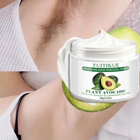 Yuitikue Avocado Underarm Hair Removal Cream, 60g Gentle Plant-Based Hair Remover for Smooth Skin, Painless & Comfortable Peaceful Pleasures Health and Wellness