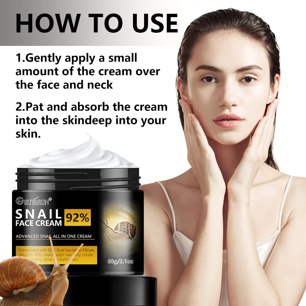 SUYARUN Snail Moisturizing Cream - 24H Hydrating, Anti-Aging Face Cream, Repairing & Brightening Skincare for Dry Sensitive Skin Peaceful Pleasures Health and Wellness