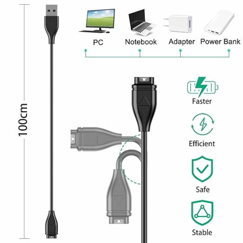 Garmin Smartwatch Charger Cable – Fenix, Forerunner & Venu Peaceful Pleasures Health and Wellness