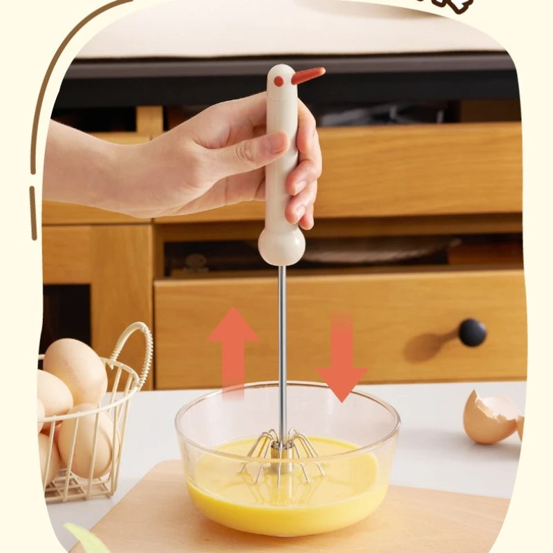 Semi-Automatic Egg Beater | Stainless Steel Manual Whisk Manual Egg Beater Peaceful Pleasures Health and Wellness