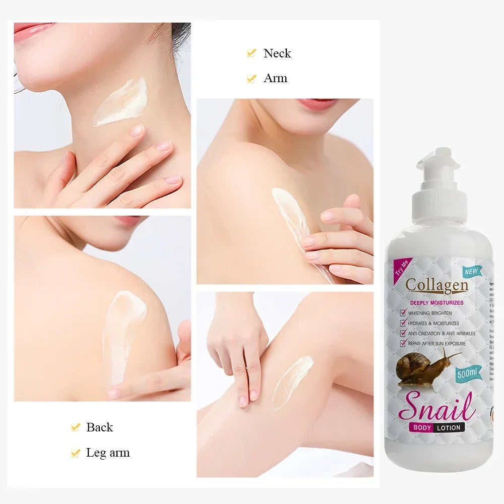 500ml Collagen Snail Body Lotion – Brightening & Hydrating