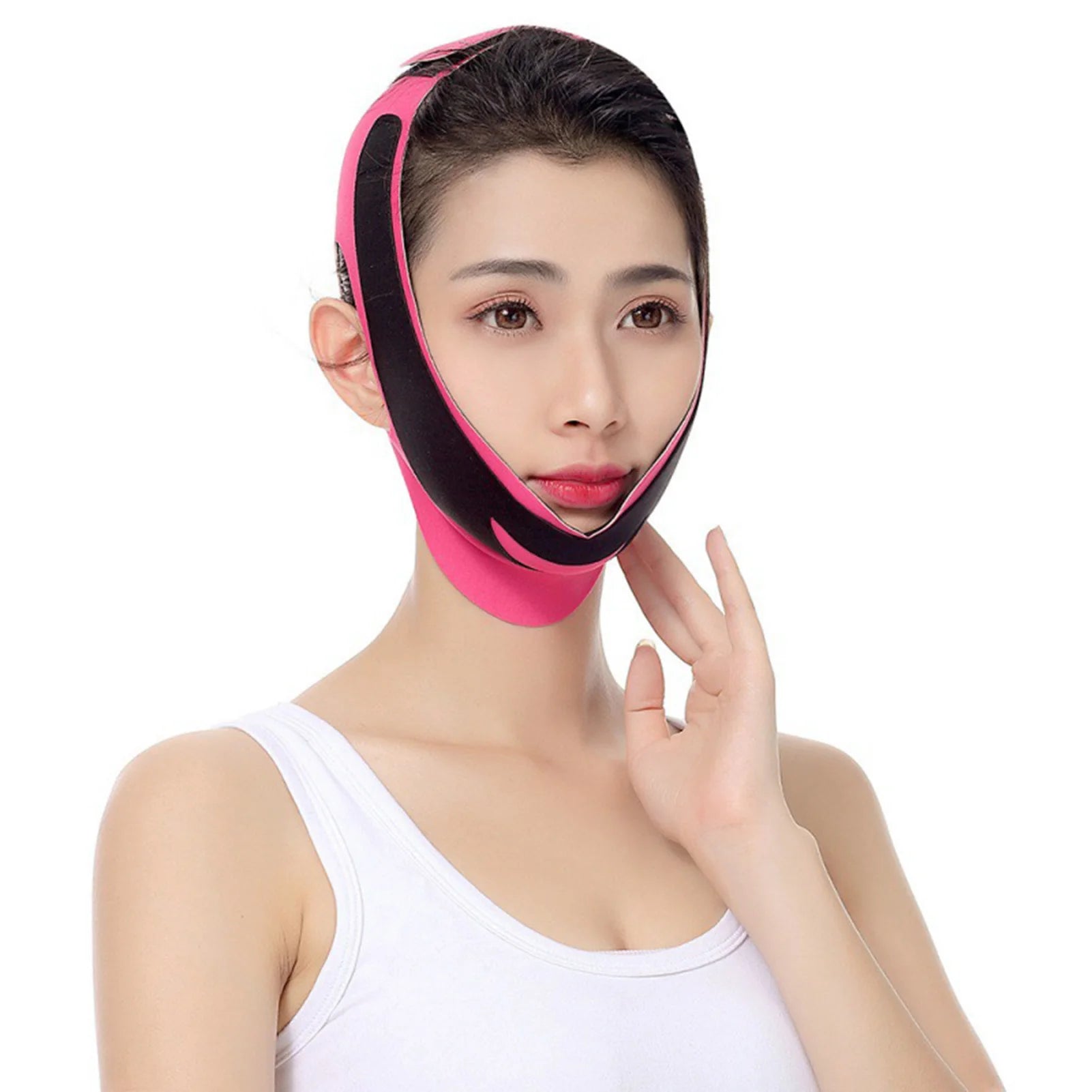 Anti Snoring Chin Strap for Women Adjustable Instant Face Slimmer for Men and Women Better Sleep Peaceful Pleasures Health and Wellness Rose red black