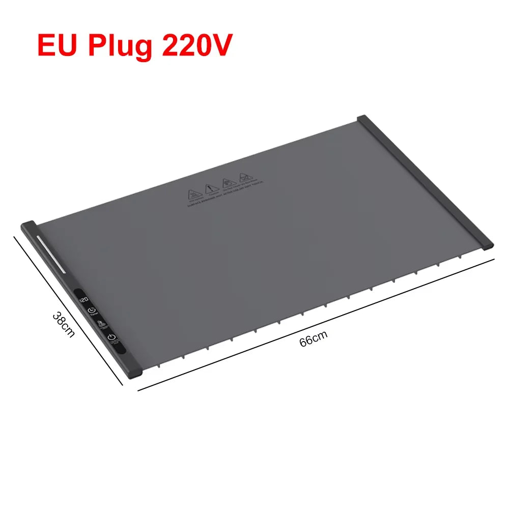 HOMEFISH Electric Food Warming Tray | 3 Temp Settings, Foldable Electric Food Warmer Peaceful Pleasures Health and Wellness Grey EU Plug 220V