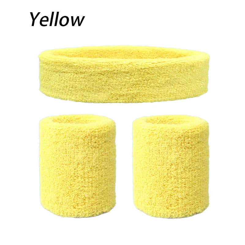 A Set Of Wristband Headband Headband Set For Sports,Sweat Absorbing,Basketball,Headband And Wrist Protection Peaceful Pleasures Health and Wellness Yellow One Size