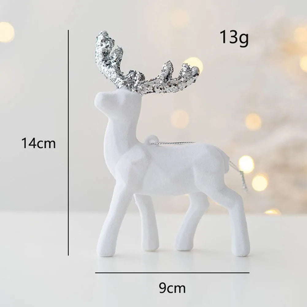 Glittering Christmas Reindeer Sculpture – Elk Deer Ornament Decor