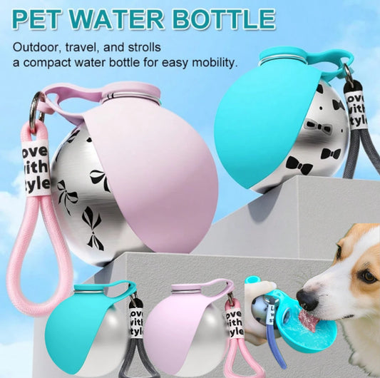 Brand Dogs Cats Outdoor Portable Water Cup 285ml 304 Stainless Steel Pet Feeder Dog Walking Integrated Folding Ball Water Bottle Peaceful Pleasures Health and Wellness