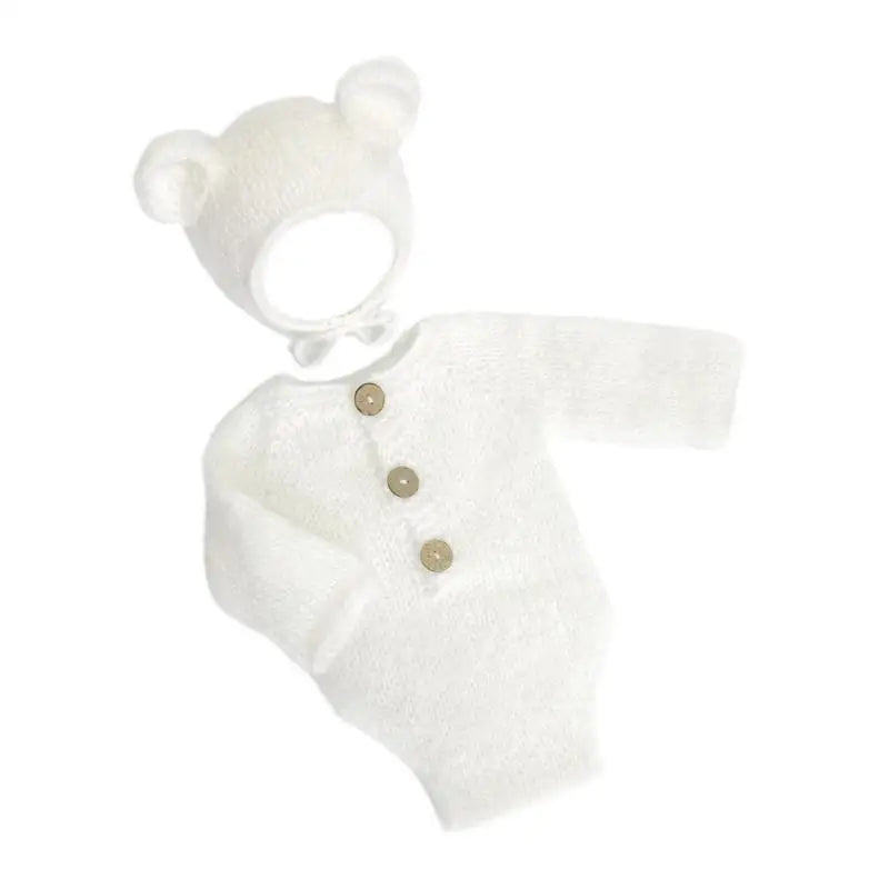 Baby Bear Newborn Photo Prop Set – Soft Romper & Hat 0–6M