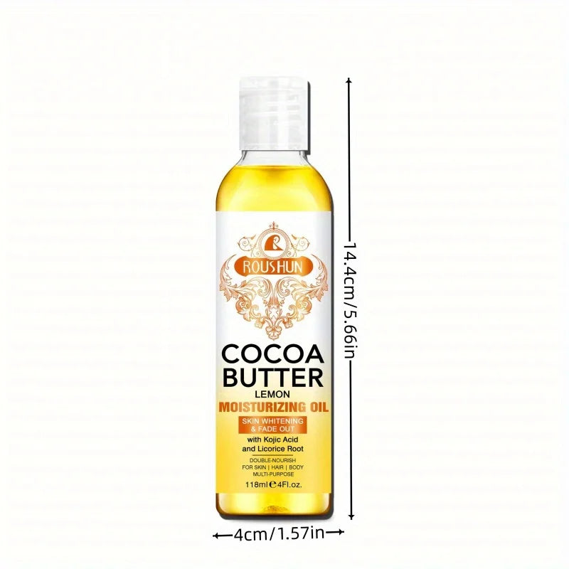 118ML Cocoa Butter Body Oil Skin Care Oil Moisturizes and Nourishes Skin Large Capacity Full Body Essential Oil Peaceful Pleasures Health and Wellness