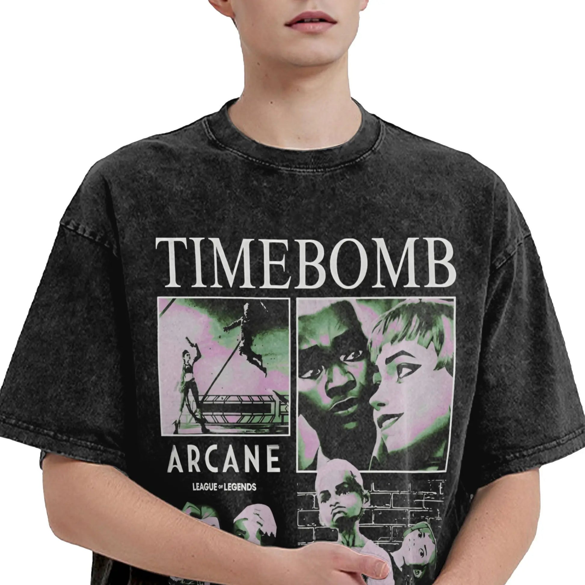 Arcane T Shirt TIMEBOMB EKKO Loose T-Shirts Short-Sleeved Street Style Tops Summer Casual O Neck Oversize Top Tees Peaceful Pleasures Health and Wellness