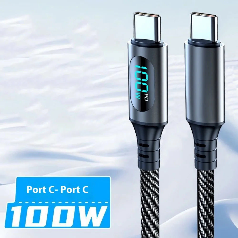 120W USB-A to USB-C Fast Charge Cable | LED Display 6A