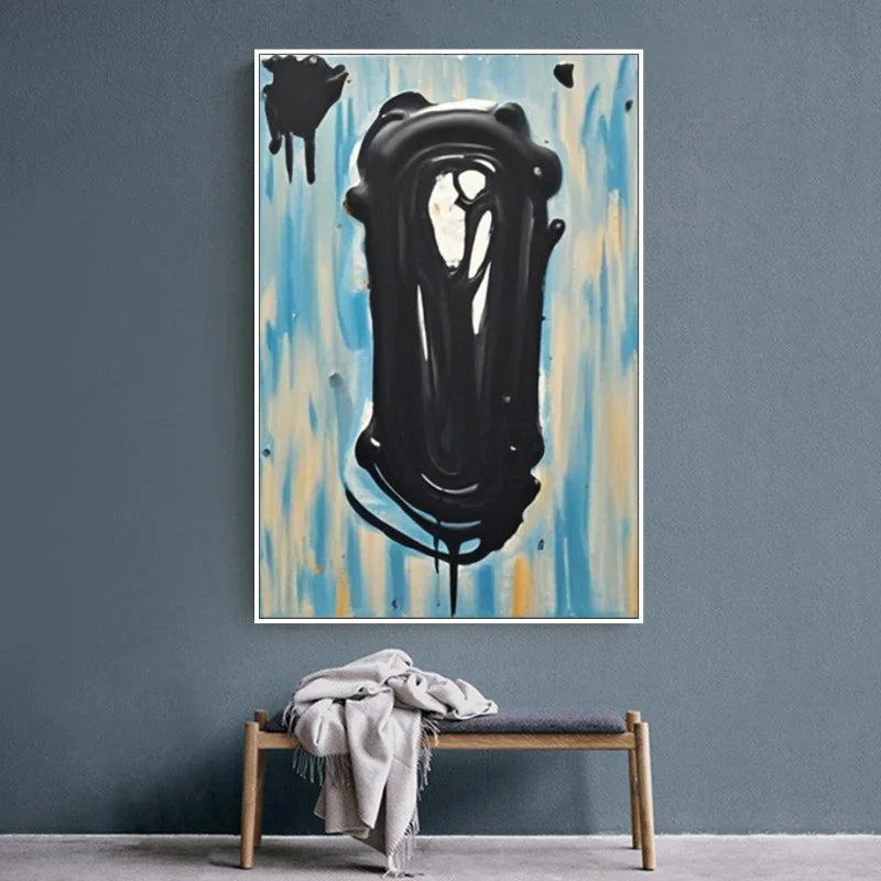 Abstract Canvas Acrylic Oil Painting Wall Art Mural Modern Creative Black White Gray Blue Brown Orange Green Golden Mountain Peaceful Pleasures Health and Wellness No Frame 7 180x250cm