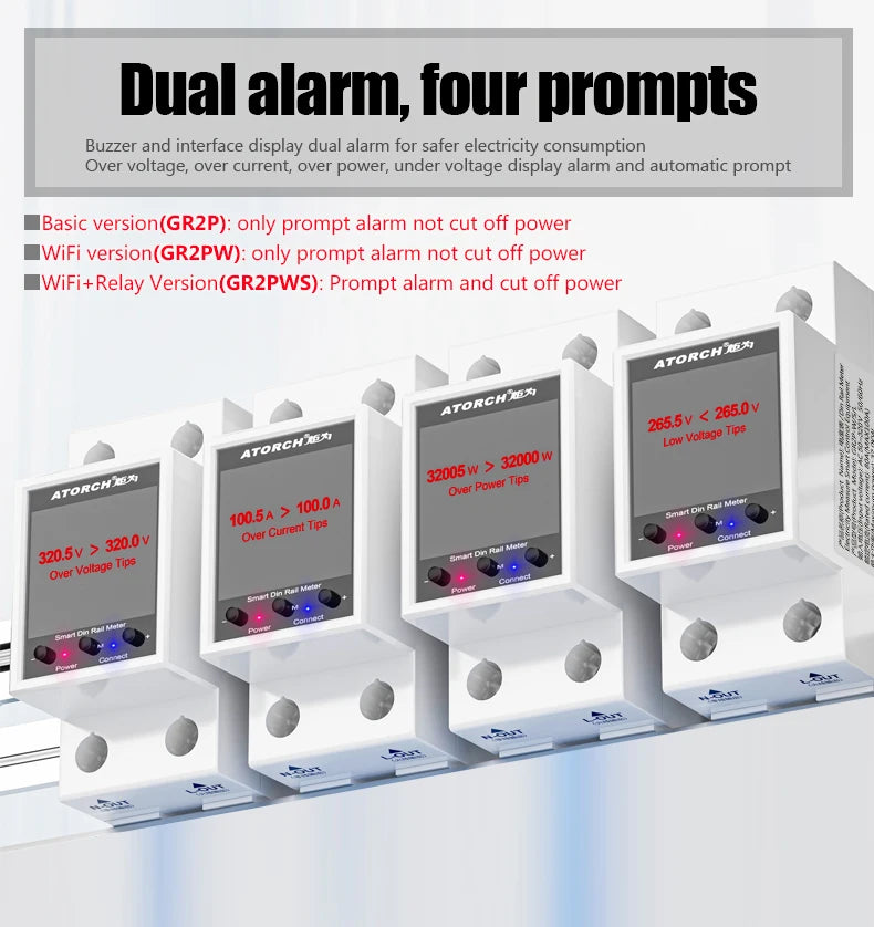 GR2PW AC50-320V 100A Smart Electricity Meter Tuya WiFi Din Rail Power Energy Meter Digital Display Monitor Voltage Curve Ammeter Peaceful Pleasures Health and Wellness