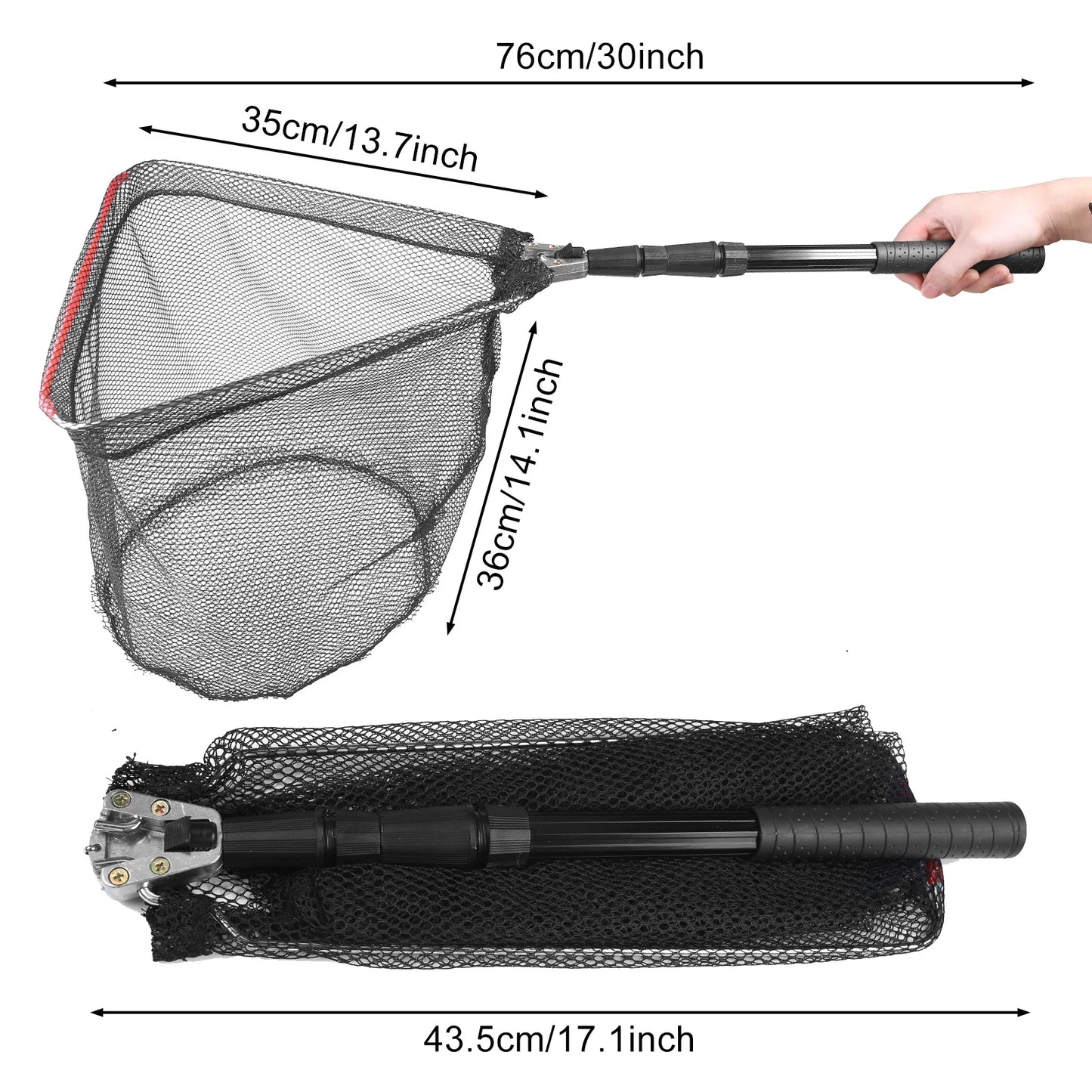 Telescoping Fishing Landing Net – Aluminum Alloy, Folds to 55cm