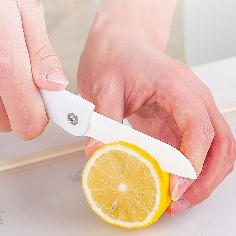 New Folding Fruit Peeler White Ceramic Knife Mini Portable Apple Peeler Multi Functional Fruit Peel and Melon and Fruit Peeler Peaceful Pleasures Health and Wellness