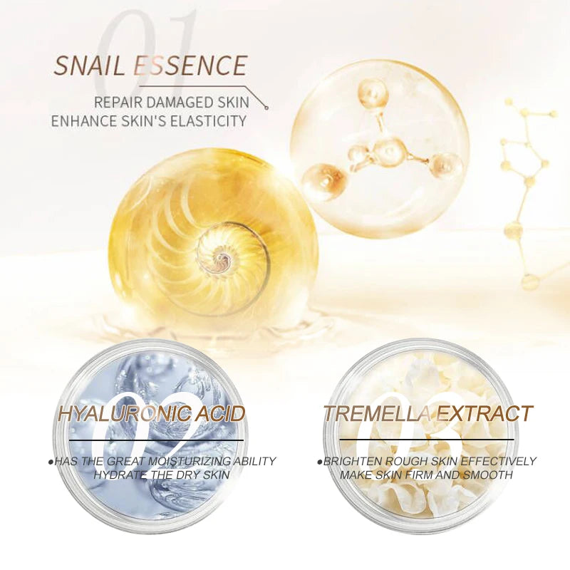Snail Anti-aging Cream Collagen Remover Wrinkle Fade Fine Lines Repair Face Damaged Lift Firm Smooth Bright Whitening Skin Care Peaceful Pleasures Health and Wellness