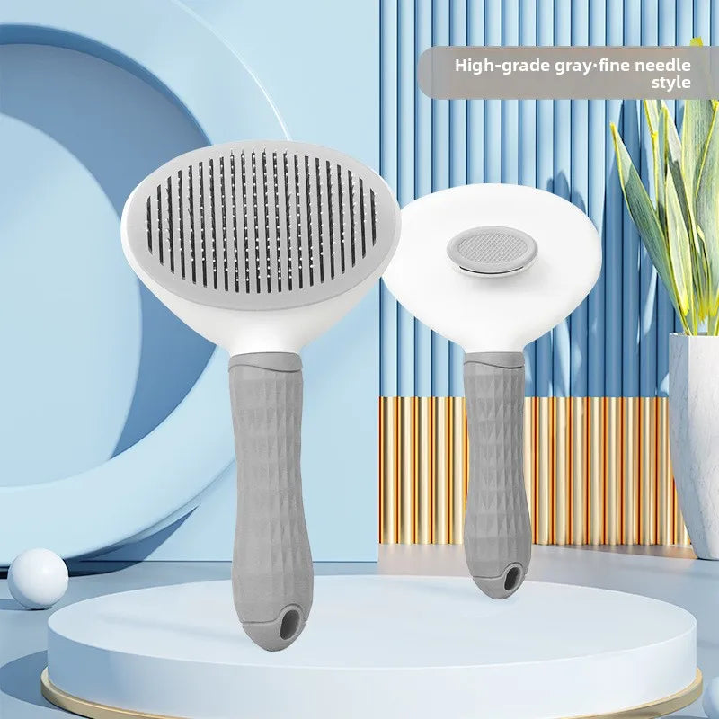 Pet Cleaning Tool Adjustable Needle Comb for Cats Dogs Universal Hair Removal and Anti Slip Handle Cat and Dog Specific Product Peaceful Pleasures Health and Wellness grey 1pc