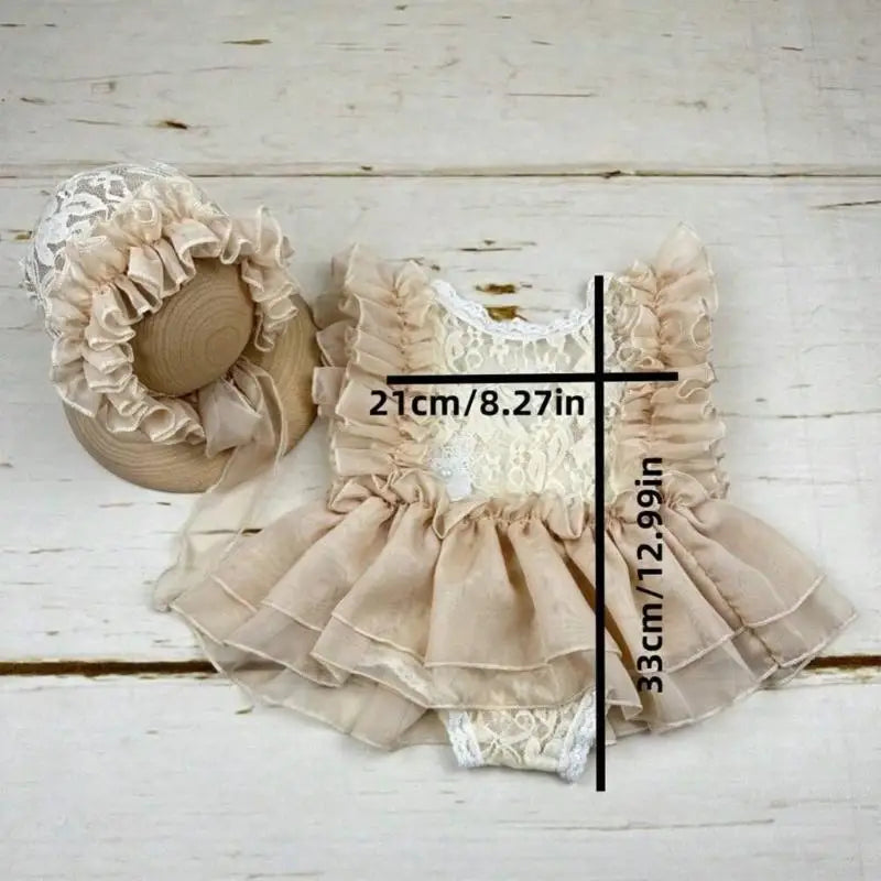 Newborn Photography Dress & Hat Set | Baby Girl 0–1 Month