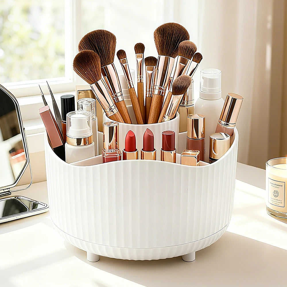 360° Rotating Makeup Organizer – Brush & Lipstick Holder Makeup Organizer Peaceful Pleasures Health and Wellness 360ZY-WH