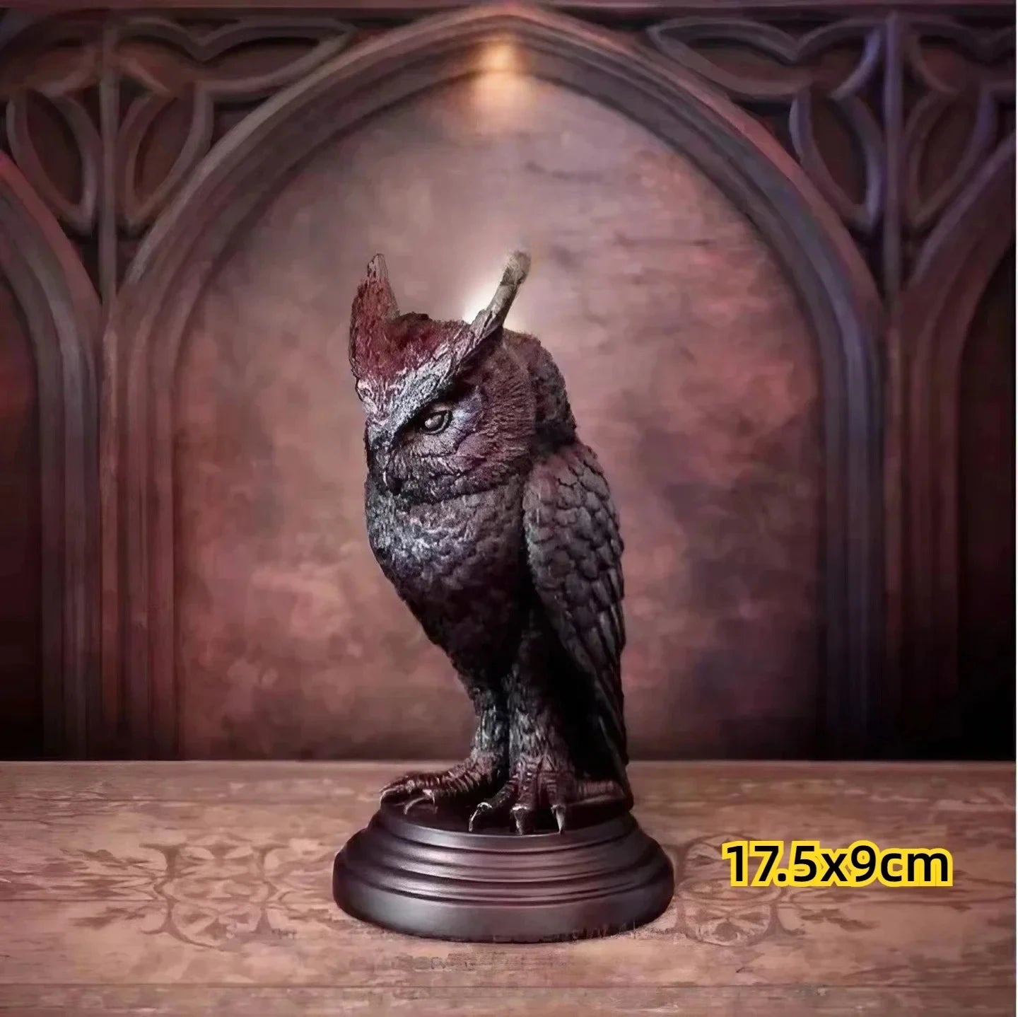 Gothic Halloween Owl & Raven Candle Holder Tabletop Ornament