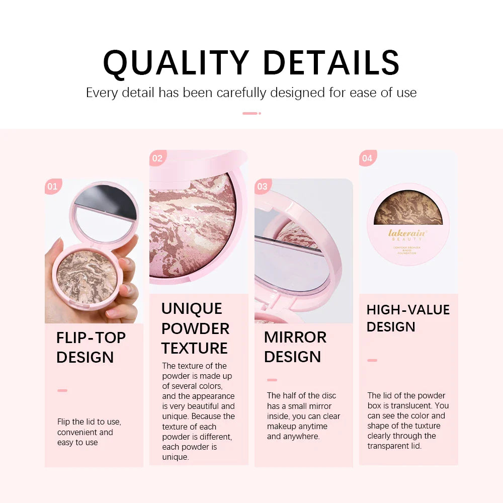 Baked Pressed Powder Foundation – Bronzer, Contour & Oil Control
