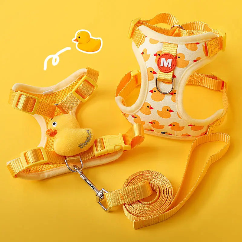 Cartoon Duck Dog Harness & Leash Set | Adjustable Pet Vest