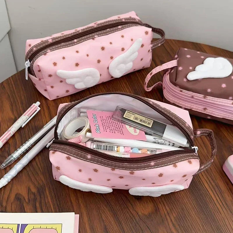 Angel Wings Pencil Case – Large Capacity Fabric Pen Bag