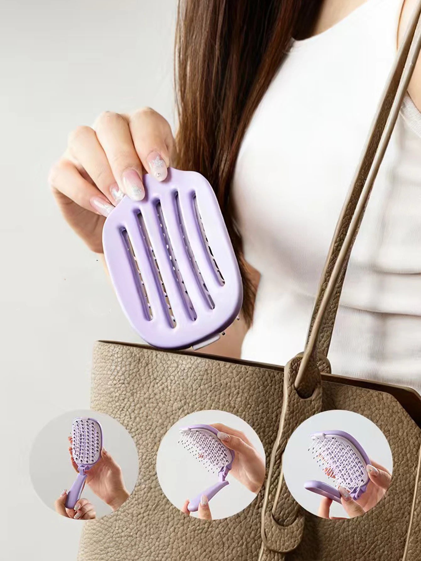 Fold Volumizing Hair Brush With Inbuilt Cleaning Styling Massage Acupoint Hair Spring Bone Air Cushion Comb For Beauty Health Peaceful Pleasures Health and Wellness