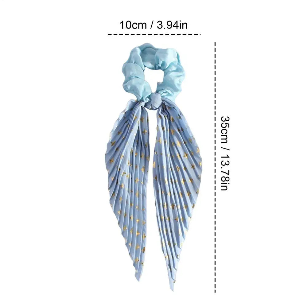 Satin Bow Ribbon Scrunchie – Floral Ponytail Hair Tie Women