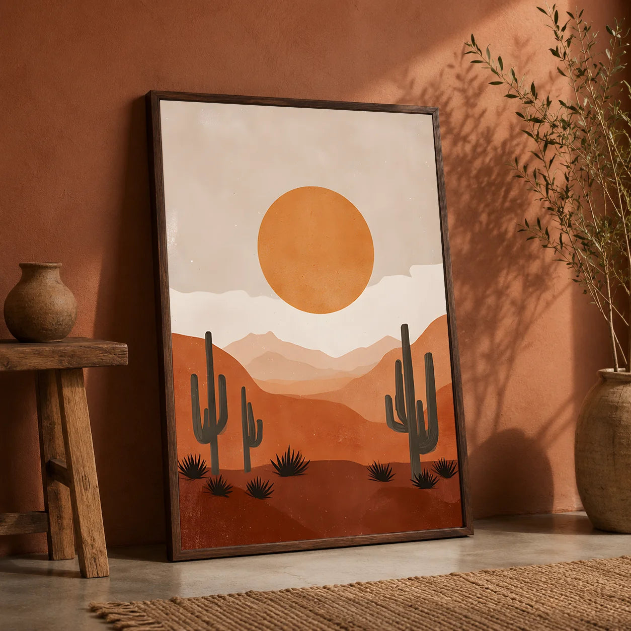 Boho Cactus Desert Sunset Canvas Wall Art Print | Unframed Canvas Wall Art Print Peaceful Pleasures Health and Wellness