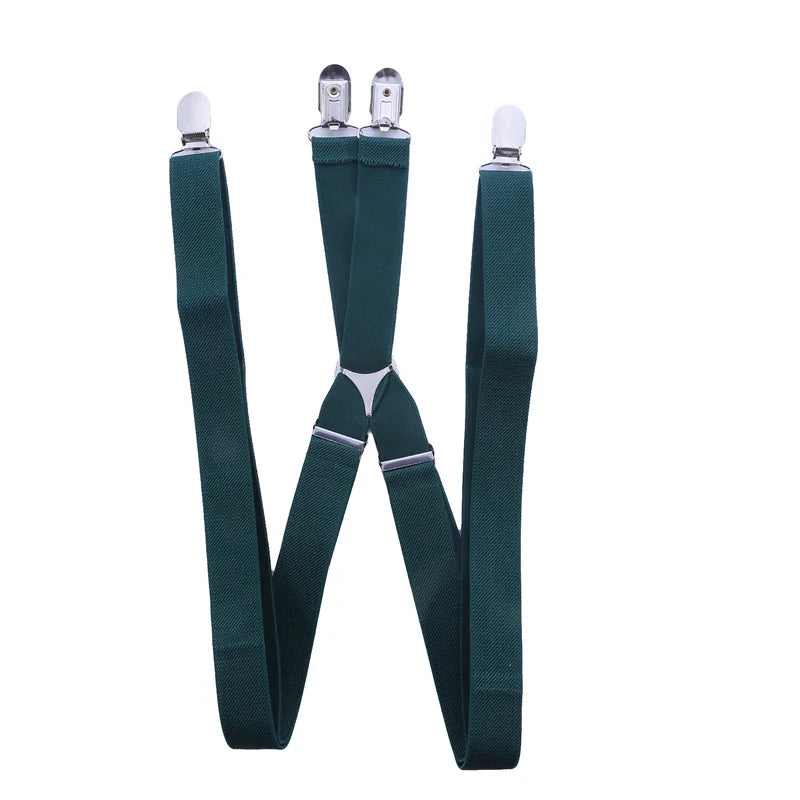 2.5*110cm Men Women Suspender Adult 4 Clips Mens Suspenders X Type Elastic Adjustable Strap Wide Braces Work Male Jockstrap Peaceful Pleasures Health and Wellness Deep green