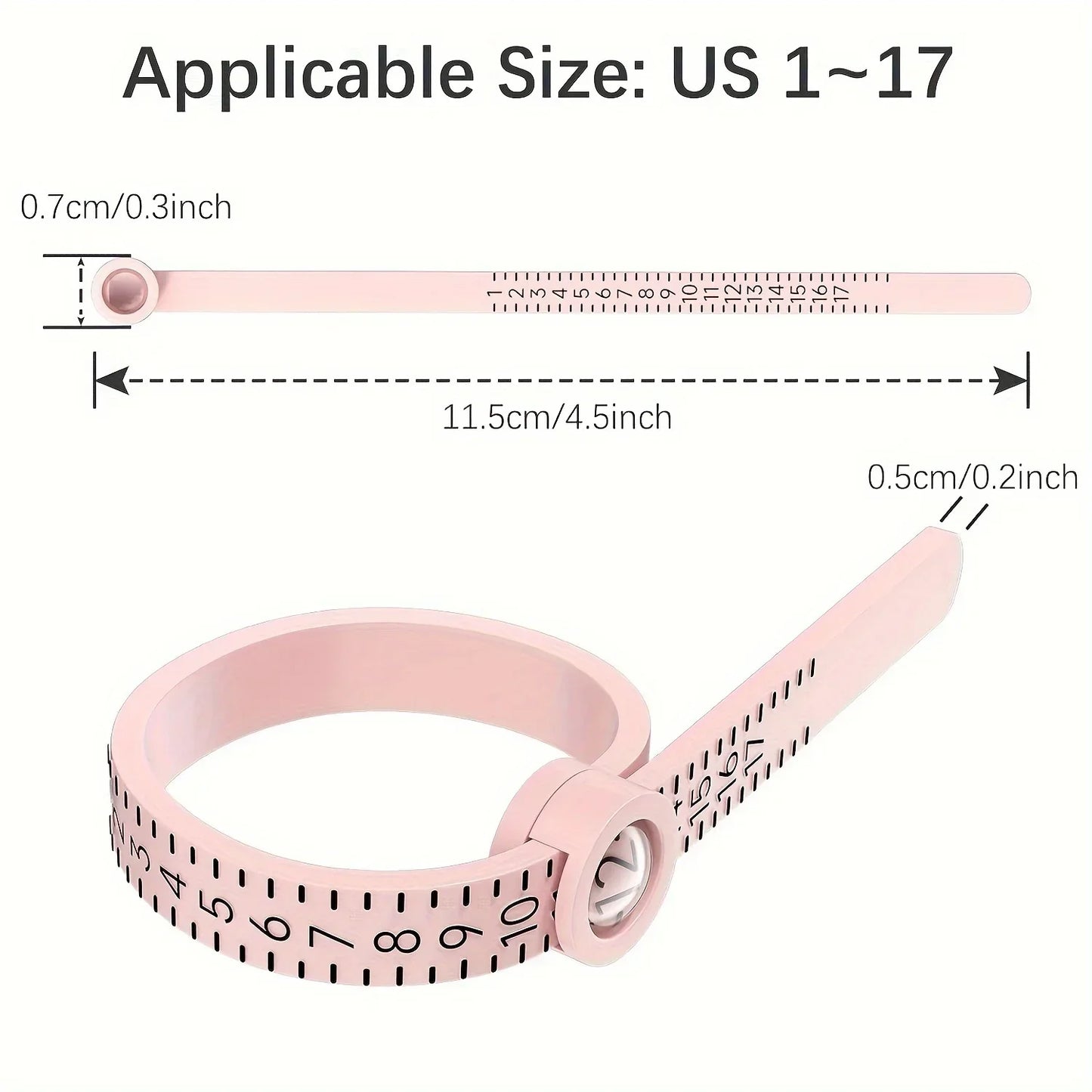 Ring Sizer Tool Set – Sizes 1–17 with Magnifying Glass & Ruler