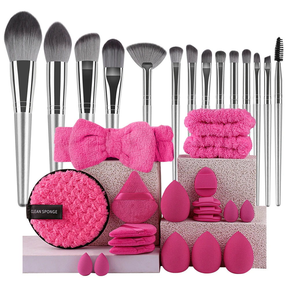 RUNTOIN 14pc & 34pc Professional Makeup Brush Set | Travel Kit