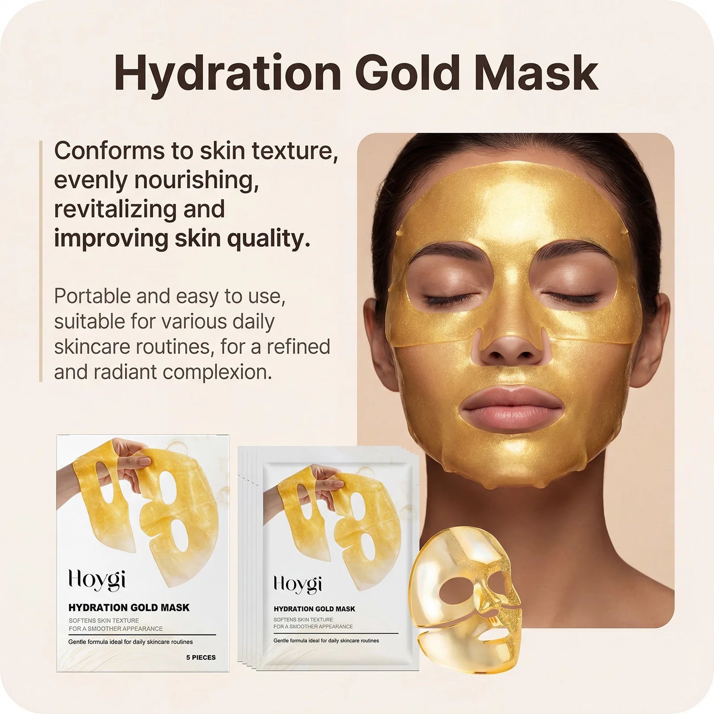 24K Gold Sheet Mask – Niacinamide & Collagen Firming, 4-Pack