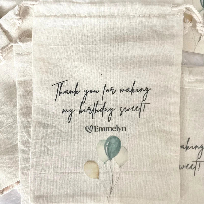 Personalized Watercolor Balloon Favor Bags | Baby Shower & Birthday