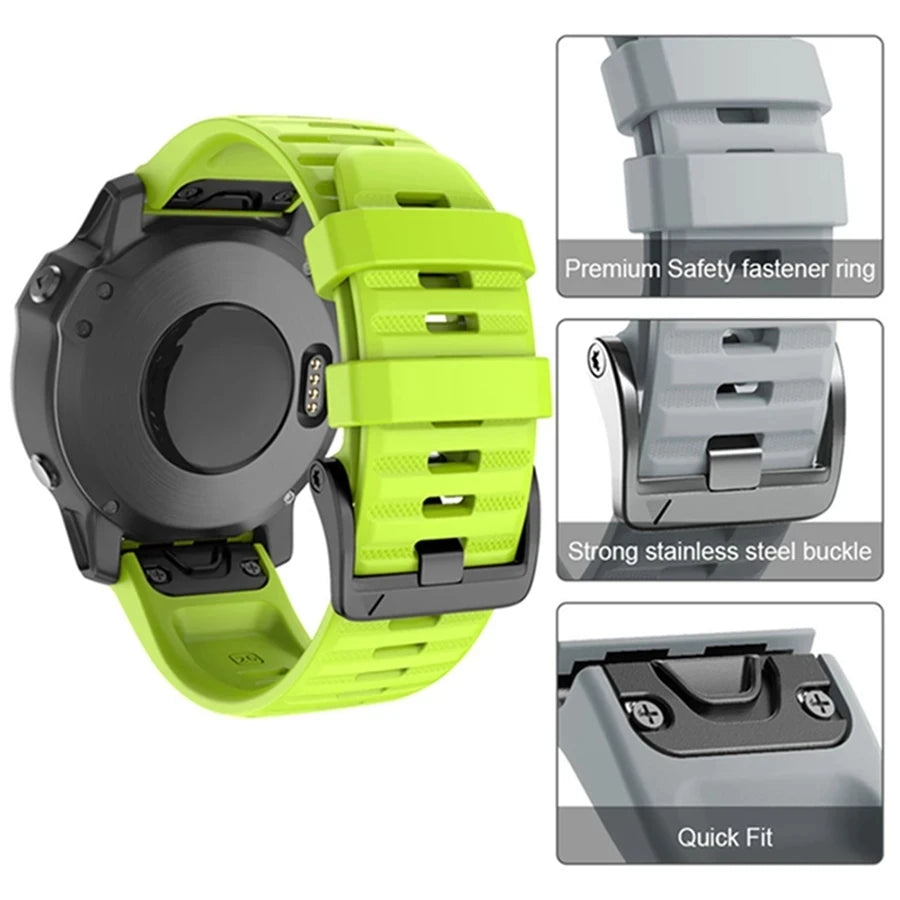 Silicone Quick Fit Band for Garmin Fenix 8/7/6/5 – 22mm 26mm